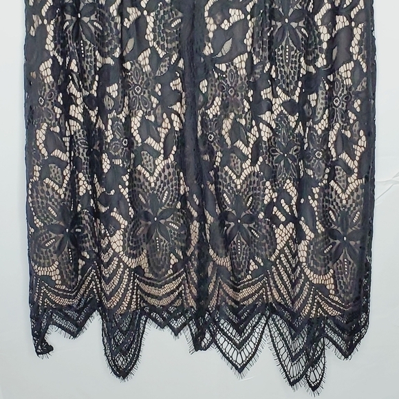 Sharagano Lace Overlay Fringe Hem Dress 22W Black Sleeveless Cocktail Whimsy NEW - Picture 8 of 14